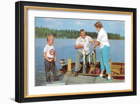 Family Fishing on the Lake-null-Framed Art Print