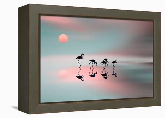 Family Flamingos-Natalia Baras-Framed Premier Image Canvas