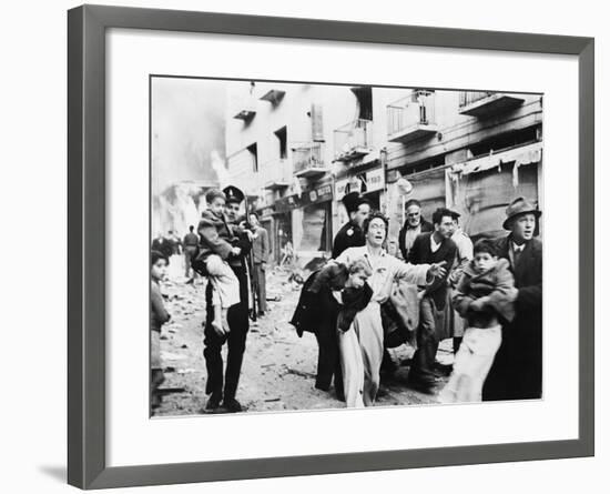 Family Fleeing from the Jewish District of Jerusalem, after a Bomb Blast, Feb. 1948-null-Framed Photo