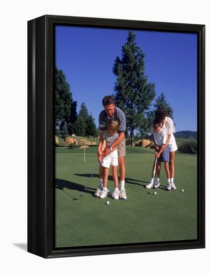 Family Golfing, Mt. Shasta, CA-Mark Gibson-Framed Premier Image Canvas