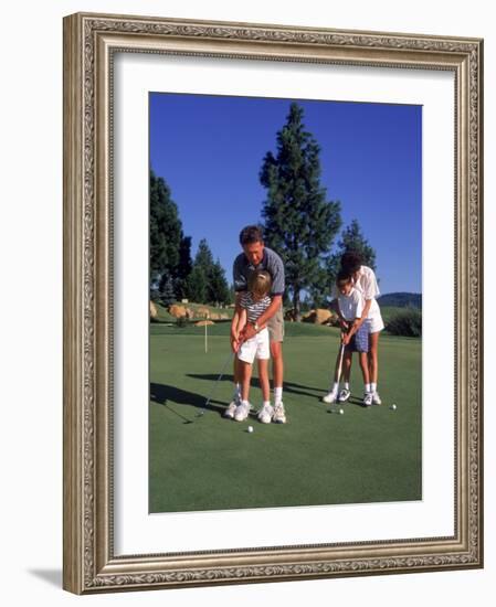 Family Golfing, Mt. Shasta, CA-Mark Gibson-Framed Photographic Print