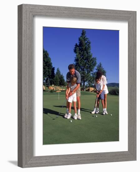 Family Golfing, Mt. Shasta, CA-Mark Gibson-Framed Photographic Print