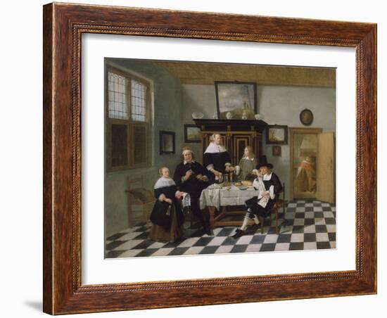 Family Group at Dinner Table, C.1658-60-Quiringh Gerritsz. van Brekelenkam-Framed Giclee Print