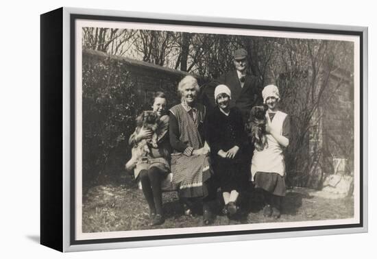 Family Group with Two Dogs in a Garden-null-Framed Premier Image Canvas