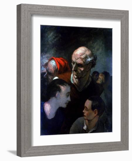 Family in a Barricade During the Paris Commune, 1870-Honoré Daumier-Framed Giclee Print