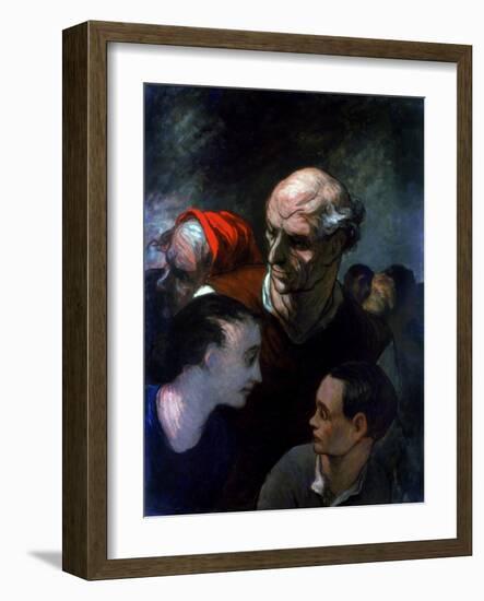 Family in a Barricade During the Paris Commune, 1870-Honoré Daumier-Framed Giclee Print