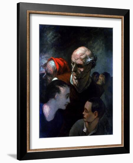 Family in a Barricade During the Paris Commune, 1870-Honoré Daumier-Framed Giclee Print