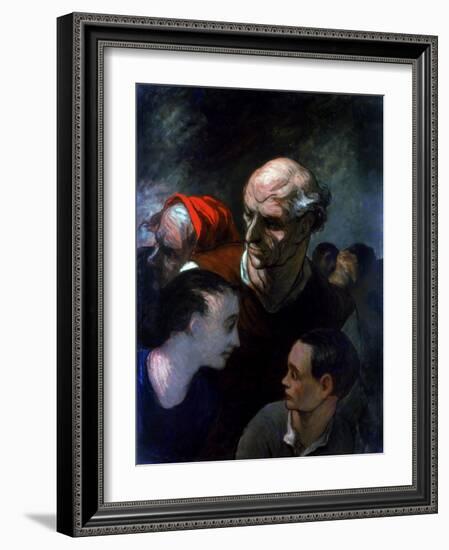 Family in a Barricade During the Paris Commune, 1870-Honoré Daumier-Framed Giclee Print