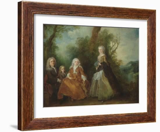 Family in a Park (Oil on Canvas)-Nicolas Lancret-Framed Giclee Print