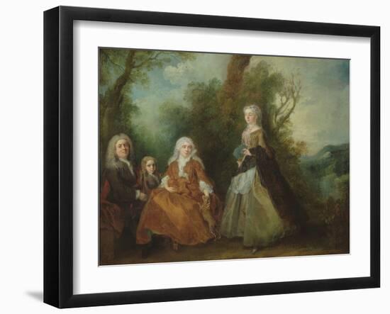 Family in a Park (Oil on Canvas)-Nicolas Lancret-Framed Giclee Print