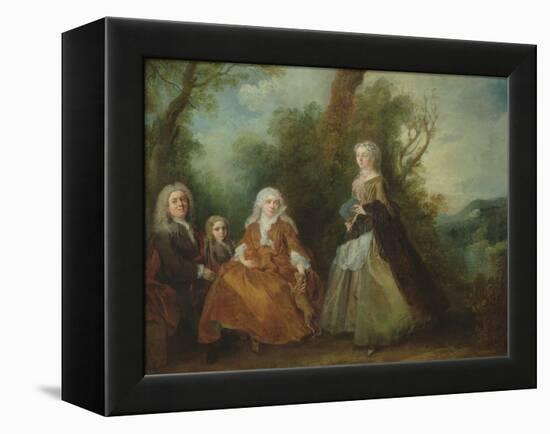 Family in a Park (Oil on Canvas)-Nicolas Lancret-Framed Premier Image Canvas