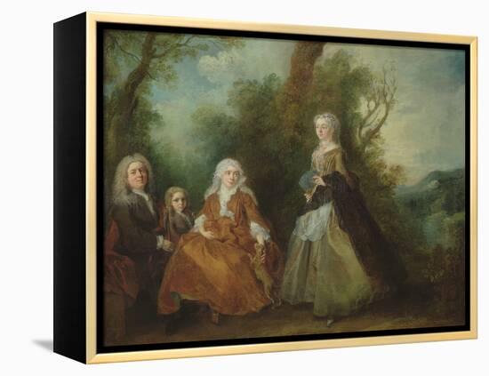 Family in a Park (Oil on Canvas)-Nicolas Lancret-Framed Premier Image Canvas