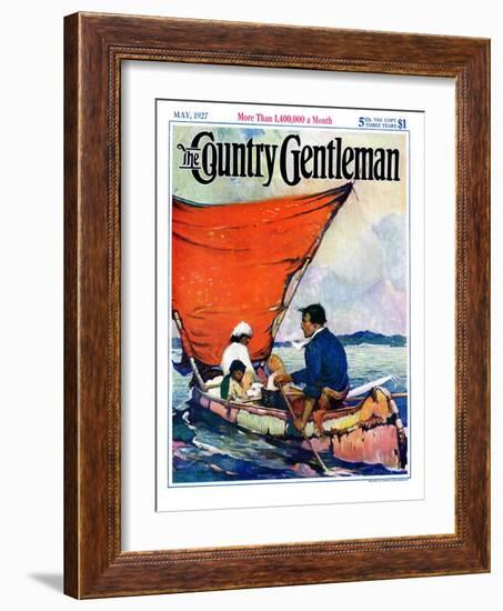 "Family in Canoe," Country Gentleman Cover, May 1, 1927-Frank Schoonover-Framed Giclee Print