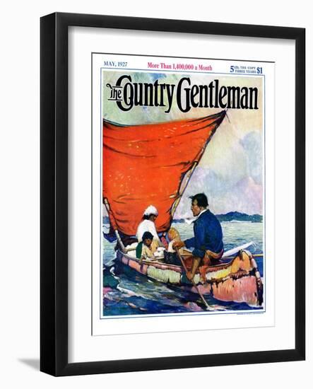 "Family in Canoe," Country Gentleman Cover, May 1, 1927-Frank Schoonover-Framed Giclee Print