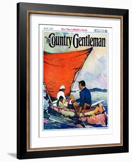 "Family in Canoe," Country Gentleman Cover, May 1, 1927-Frank Schoonover-Framed Giclee Print