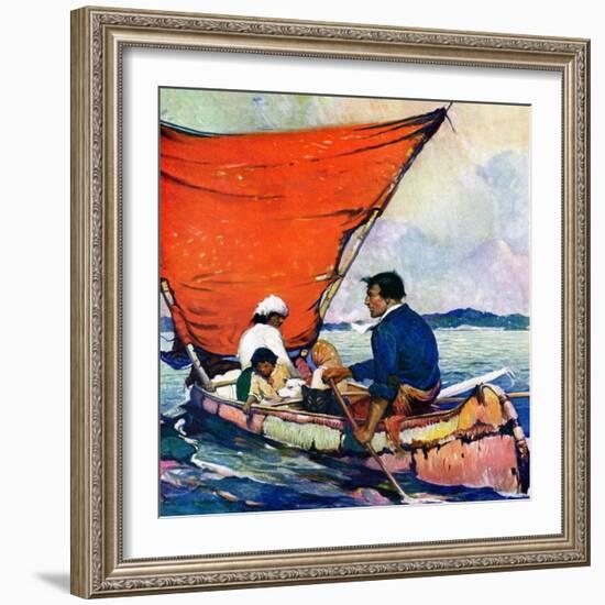 "Family in Canoe,"May 1, 1927-Frank Schoonover-Framed Giclee Print