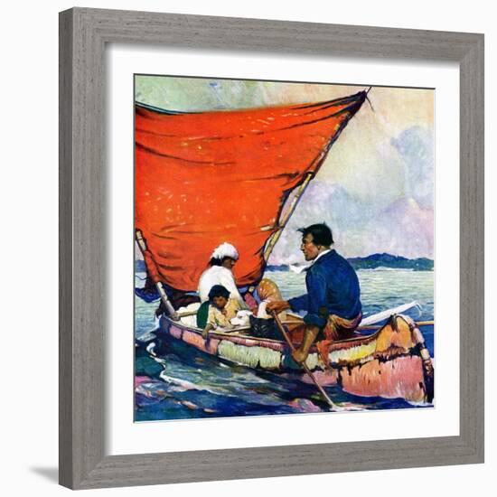 "Family in Canoe,"May 1, 1927-Frank Schoonover-Framed Giclee Print