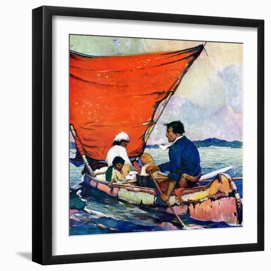 "Family in Canoe,"May 1, 1927-Frank Schoonover-Framed Giclee Print