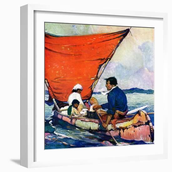 "Family in Canoe,"May 1, 1927-Frank Schoonover-Framed Giclee Print