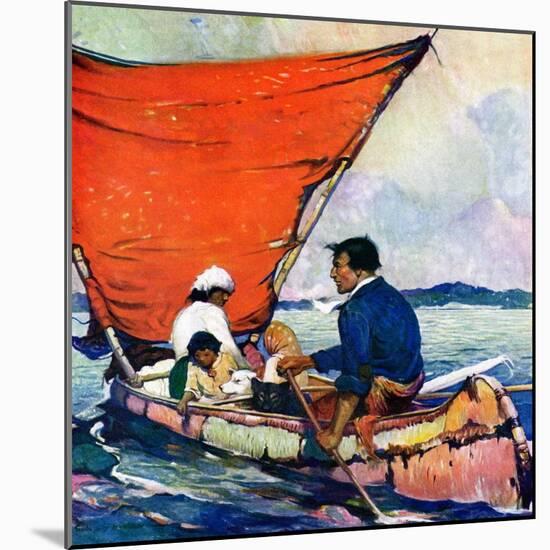 "Family in Canoe,"May 1, 1927-Frank Schoonover-Mounted Giclee Print