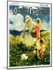 "Family in Field of Buttercups," Country Gentleman Cover, June 1, 1929-Haddon Sundblom-Mounted Giclee Print
