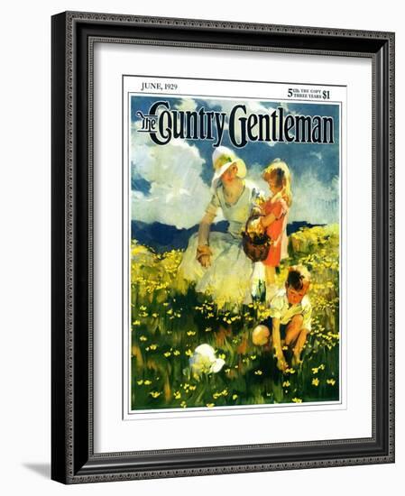 "Family in Field of Buttercups," Country Gentleman Cover, June 1, 1929-Haddon Sundblom-Framed Giclee Print