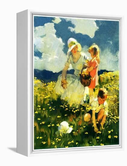 "Family in Field of Buttercups,"June 1, 1929-Haddon Sundblom-Framed Premier Image Canvas