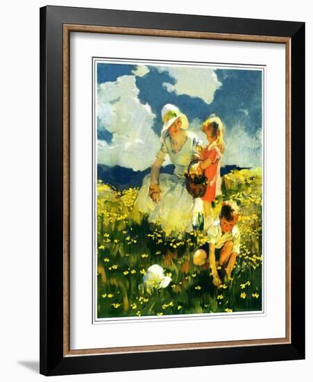 "Family in Field of Buttercups,"June 1, 1929-Haddon Sundblom-Framed Giclee Print