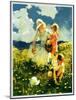 "Family in Field of Buttercups,"June 1, 1929-Haddon Sundblom-Mounted Giclee Print