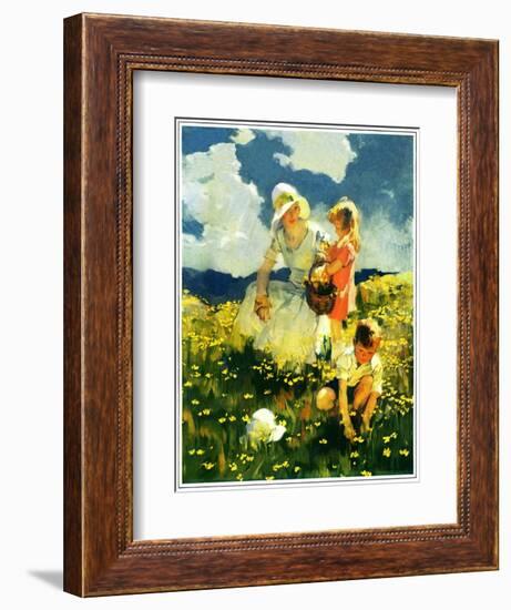 "Family in Field of Buttercups,"June 1, 1929-Haddon Sundblom-Framed Giclee Print