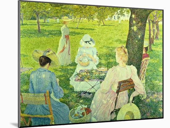 Family in the Orchard, 1890-Théo van Rysselberghe-Mounted Giclee Print