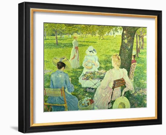 Family in the Orchard, 1890-Théo van Rysselberghe-Framed Giclee Print
