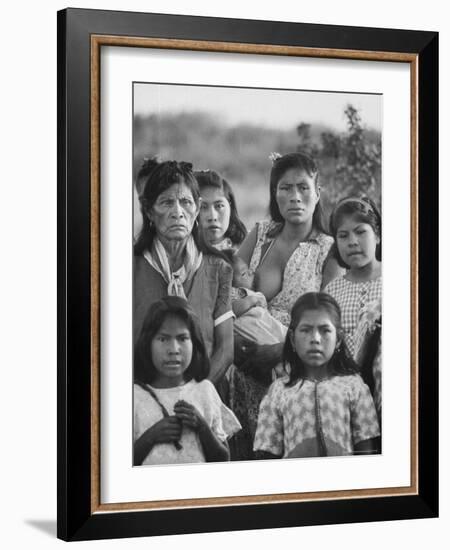 Family of Guarani Indian Women with Mother Breast Feeding an Infant-Leonard Mccombe-Framed Photographic Print