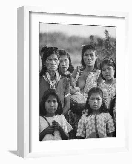 Family of Guarani Indian Women with Mother Breast Feeding an Infant-Leonard Mccombe-Framed Photographic Print