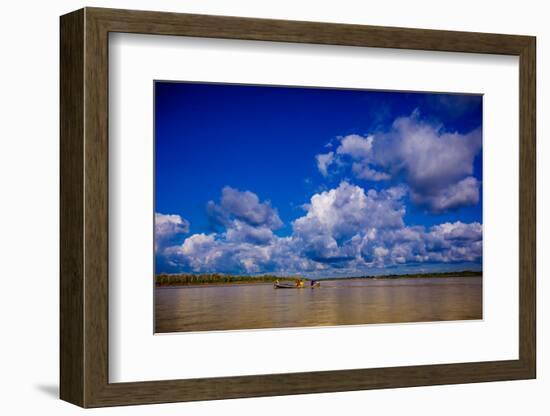 Family on a Canoe, Amazon River, Iquitos, Peru, South America-Laura Grier-Framed Photographic Print