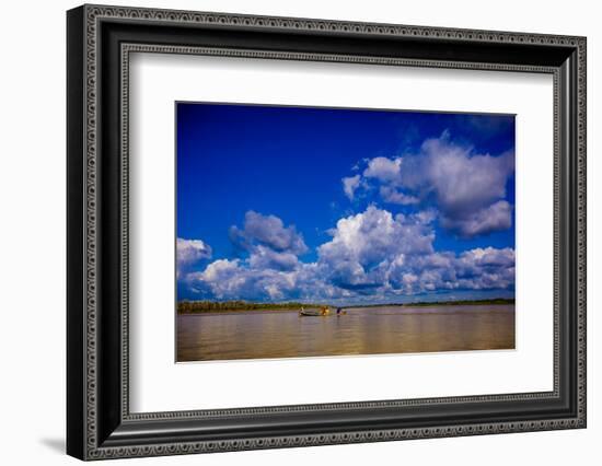 Family on a Canoe, Amazon River, Iquitos, Peru, South America-Laura Grier-Framed Photographic Print