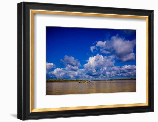 Family on a Canoe, Amazon River, Iquitos, Peru, South America-Laura Grier-Framed Photographic Print