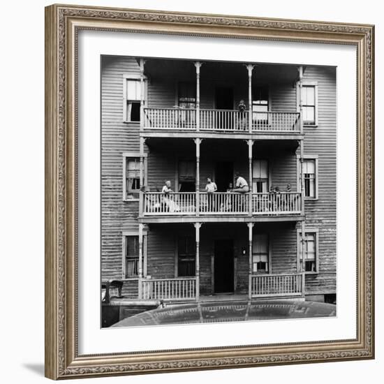 Family on Balcony of Apartment Building-Gordon Parks-Framed Premium Photographic Print