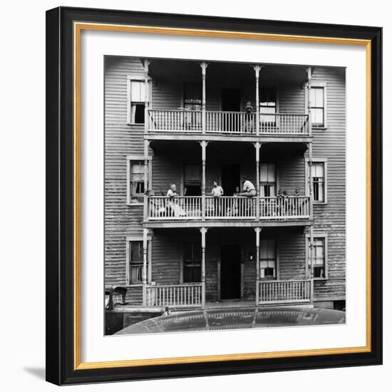 Family on Balcony of Apartment Building-Gordon Parks-Framed Premium Photographic Print