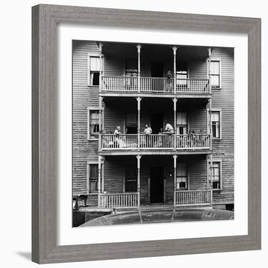 Family on Balcony of Apartment Building-Gordon Parks-Framed Photographic Print