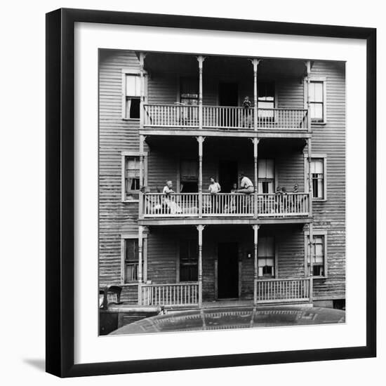 Family on Balcony of Apartment Building-Gordon Parks-Framed Photographic Print