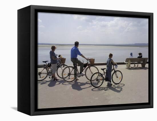 Family on Bicycles, Le Crotoy, Somme Estuary, Picardy, France-David Hughes-Framed Premier Image Canvas