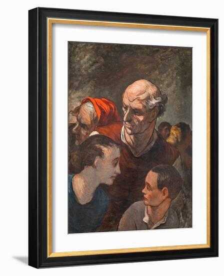 Family on the Barricades-Honoré Daumier-Framed Giclee Print