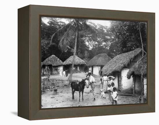 Family Outside their Home, Coolie Street, Kingston, Jamaica, 1931-null-Framed Premier Image Canvas