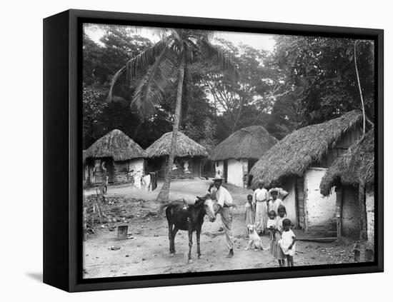 Family Outside their Home, Coolie Street, Kingston, Jamaica, 1931-null-Framed Premier Image Canvas