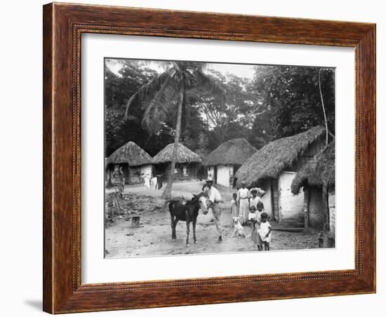 Family Outside their Home, Coolie Street, Kingston, Jamaica, 1931-null-Framed Photographic Print