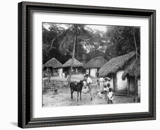 Family Outside their Home, Coolie Street, Kingston, Jamaica, 1931-null-Framed Photographic Print