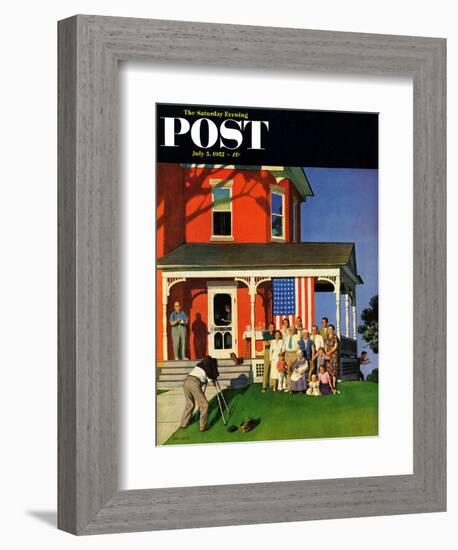 "Family Portrait on the Fourth" Saturday Evening Post Cover, July 5, 1952-John Falter-Framed Giclee Print