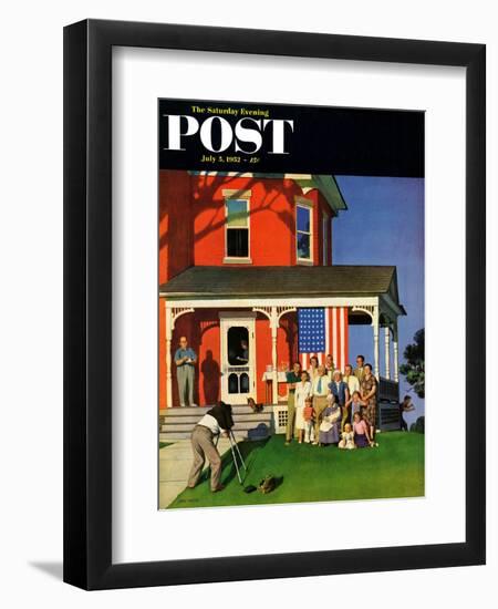 "Family Portrait on the Fourth" Saturday Evening Post Cover, July 5, 1952-John Falter-Framed Giclee Print