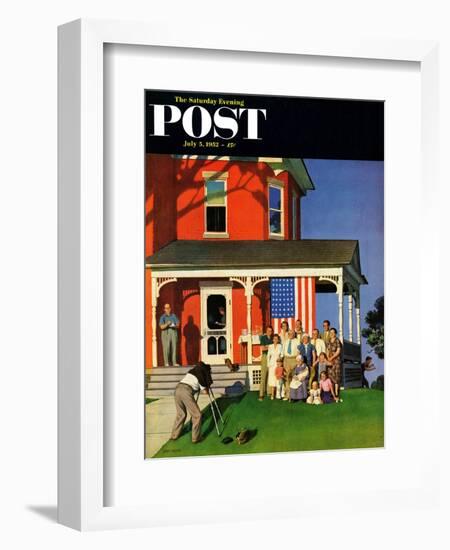 "Family Portrait on the Fourth" Saturday Evening Post Cover, July 5, 1952-John Falter-Framed Giclee Print